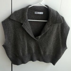 Zara Vneck Knit Grey Sweater Vest